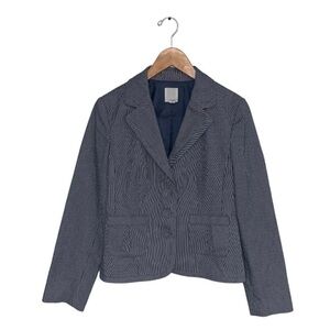 Halogen  Blazer Jacket Women’s Size Large Blue White Pinstripe 3-Button Business